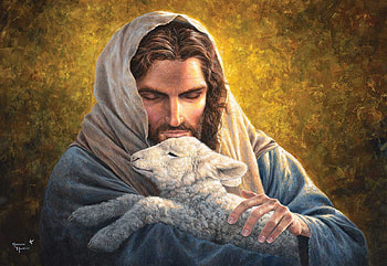 Lost but found, artwork, jesus, sheep, man, painting HD wallpaper
