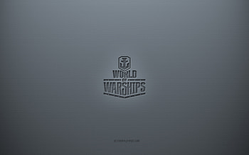 World of Warships logo, gray creative background, World of Warships emblem, gray paper texture, World of Warships, gray background, World of Warships 3d logo HD wallpaper
