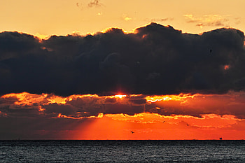 Nature, Sunset, Sea, Sun, Twilight, Clouds, Dusk HD wallpaper