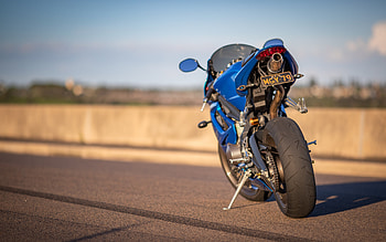 Triumph Daytona 675, 2021, Rear View, Exterior, New Blue Daytona 675, Exhaust System, Triumph Motorcycles, British Motorcycles, Triumph HD wallpaper