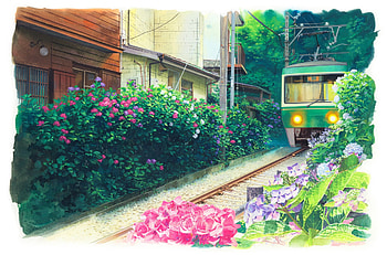 Anime Original, landscape, Anime, origianl, train HD wallpaper