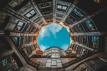 Cities, Sky, Barcelona, Building, Facade, Spain, Bottom View HD wallpaper