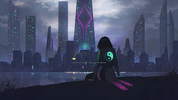 Alone Talks Cyberpunk Scifi, fantasy, woman HD wallpaper