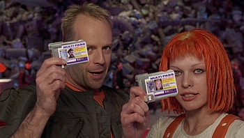 Actress Multipass, The Fifth Element, Bruce Willis, Milla Jovovich HD wallpaper