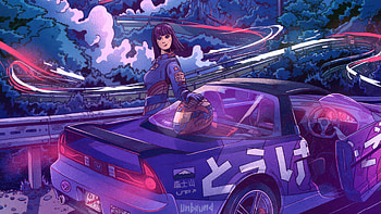 Speed Diva Racing Through Mountains, vaporwave, synthwave, racing-cars, artist, artwork, digital-art HD wallpaper