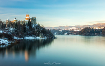 Castle in Poland, winter, Poland, castle, lake HD wallpaper