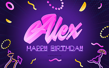 Happy Birtay Alex, , Purple Party Background, Alex, creative art, Happy Alex birtay, Alex name, Alex Birtay, Birtay Party Background HD wallpaper