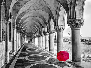 red umbrella, cute, umbrellas, graphy, red HD wallpaper
