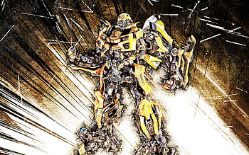 Bumblebee, grunge art, Transformers, Autobot, yellow abstract rays, Bumblebee Transformer, Bumblebee , Chevy Camaro Transformer HD wallpaper