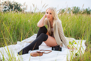 Girl On Picnic, girl, models, fields HD wallpaper