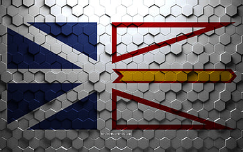 Flag of Newfoundland and Labrador, honeycomb art, Newfoundland and Labrador hexagons flag, Newfoundland and Labrador, 3d hexagons art, Newfoundland and Labrador flag HD wallpaper