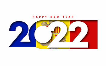 Happy New Year 2022 Andorra, white background, Andorra 2022, Andorra 2022 New Year, 2022 concepts, Andorra HD wallpaper
