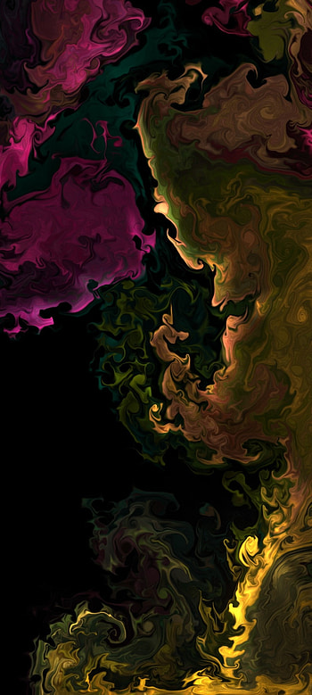 Orange fluid, art, pink, liquid, black, purple, brown HD phone wallpaper