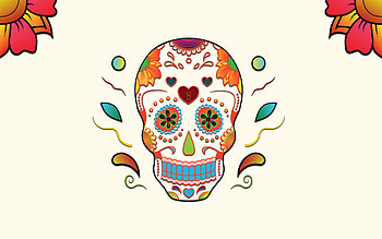 Skull Colorful Flowers, skull, flowers, artist, colorful, digital-art HD wallpaper