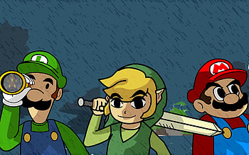 Luigi, The Legend Of Zelda: The Wind Waker, Video Game, Crossover, Link, Mario, Nintendo, Super Mario Bros, The Legend Of Zelda HD wallpaper