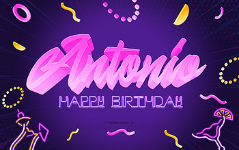 Happy Birtay Antonio, , Purple Party Background, Antonio, creative art, Happy Antonio birtay, Antonio name, Antonio Birtay, Birtay Party Background HD wallpaper