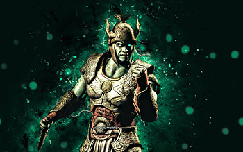 Dark Lord, , turquoise neon lights, Mortal Kombat Mobile, fighting games, MK Mobile, creative, Mortal Kombat, Dark Lord Mortal Kombat HD wallpaper