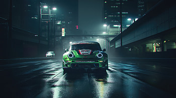 Porsche Neon Drive Cyberpunk Green In Glory, porsche, cyberpunk, cars, artist, artwork, digital-art, behance HD wallpaper