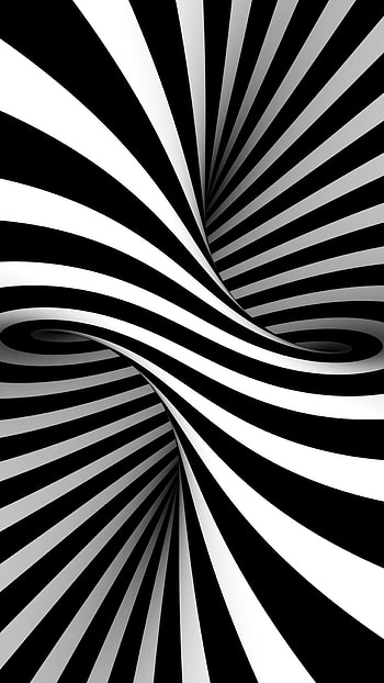 BW, black-white, stripes, Optical Illusion, art HD phone wallpaper