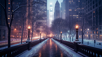 Winter Wonderland Cityscape, winter, snowy city, city, cityscape, snow HD wallpaper