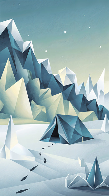 Arctic Dreamscape: A Tranquil , mountain, camping, winter HD phone wallpaper