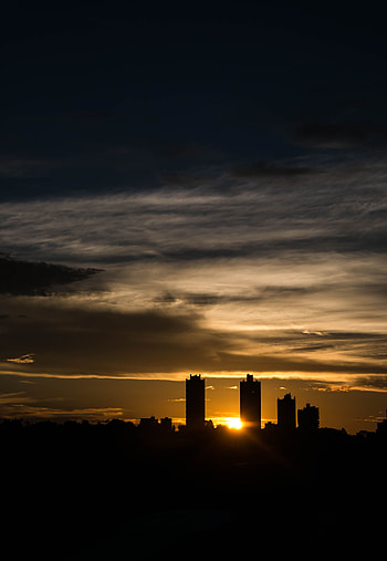 Cities, Sky, Clouds, Silhouettes, Night City HD phone wallpaper