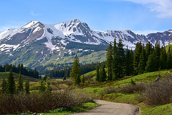 Nature, Trees, Mountains, Road, Spruce, Fir, Snow Covered, Snowbound HD wallpaper