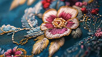 Vibrant Floral Embroidery in Stunning, Embroidery, floral design, textile art, craftsmanship HD wallpaper