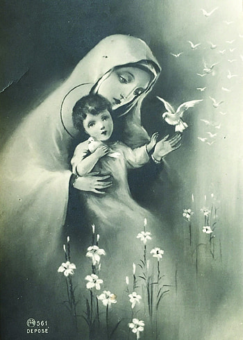 Blessed Mother with the Child Jesus Black/White Print 5X7 HD phone wallpaper