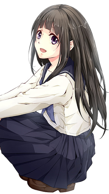 Eru Chitanda Sitting, Anime, Hyouka HD phone wallpaper
