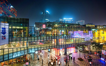 glass outdoor mall in japan r, night, stores, city, glass, r, mall HD wallpaper