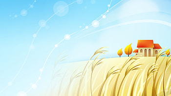 Country Home Fall, house, farm, country, oats, artistic, field, wheat, paint, sky, harvest, home HD wallpaper