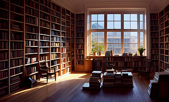 library, AI Art, library HD wallpaper