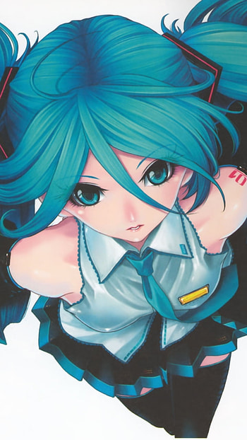 long hair, blue hair, Hatsune Miku, blue eyes, Anime, Vocaloid HD phone wallpaper