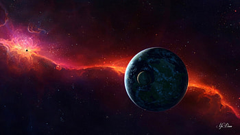 Worlds Apart, Firefox theme, galaxies, planets, sky, moons HD wallpaper