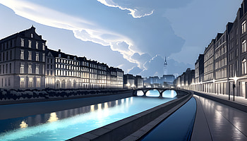City in evening, AI Art, cloud, town, Anime, city, anime city HD wallpaper