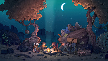 lofi, chillhop, raccoon, night, camping, bonfire, , , Cozy Night HD wallpaper