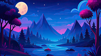 Dreamy Night Landscape, dreamy, night, landscape, mountains, artist, artwork, art, digital-art, ai, deviantart HD wallpaper
