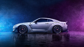 Nissan GT-R neon, Digital art masterpiece, Dynamic energy, Futuristic vibe HD wallpaper