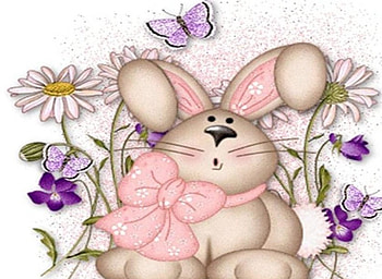 Bunny Rocks, flowers, abstract, butterfly, rabbit HD wallpaper
