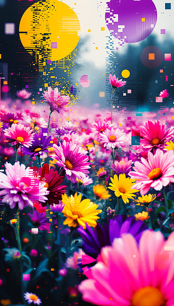 Blooming Vibes: Vibrant Flower Field , flower, colorful, nature, Abstract HD phone wallpaper