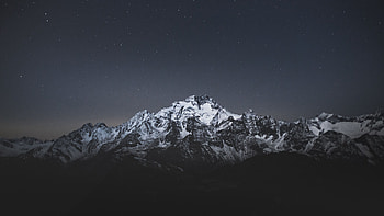 mountain, night, starry sky, dark u 16:9 background, Dark Mountains HD wallpaper