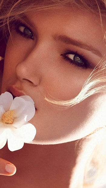 Girl with Flower, flower, woman, face HD phone wallpaper