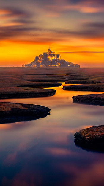 Mont Saint Michel, Island castle, Paris view, Mystical atmosphere HD phone wallpaper