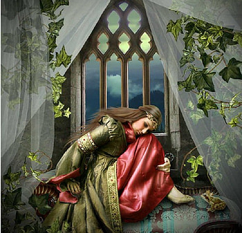 Princess in the Tower, artwork, ivy, window, fantasy, frog, female HD wallpaper