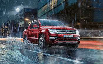 2022, Volkswagen Amarok, front view, exterior, new red Amarok, red pickup truck, German cars, Volkswagen HD wallpaper