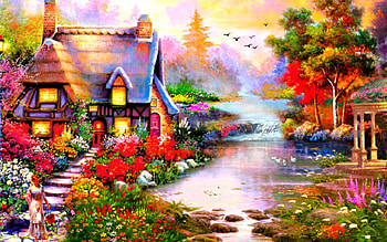 Painting, colorful, art, house HD wallpaper