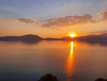 GÜN BATIMI, günbatımı, bulut, göl, güneş HD wallpaper