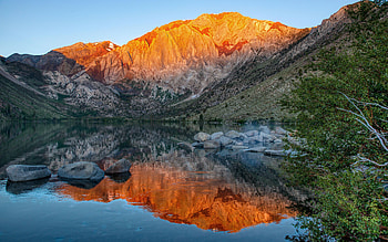 Convict Lake sunrise, California Sierra, landscape, sky, water, mountains, reflections, usa HD wallpaper