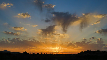 Nature, Sunset, Sky, Clouds, Beams, Rays HD wallpaper